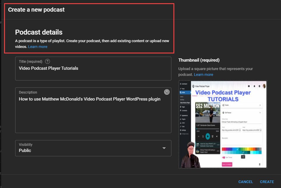 Video Podcast Player Plugin - how to create Video Podcasts on YouTube